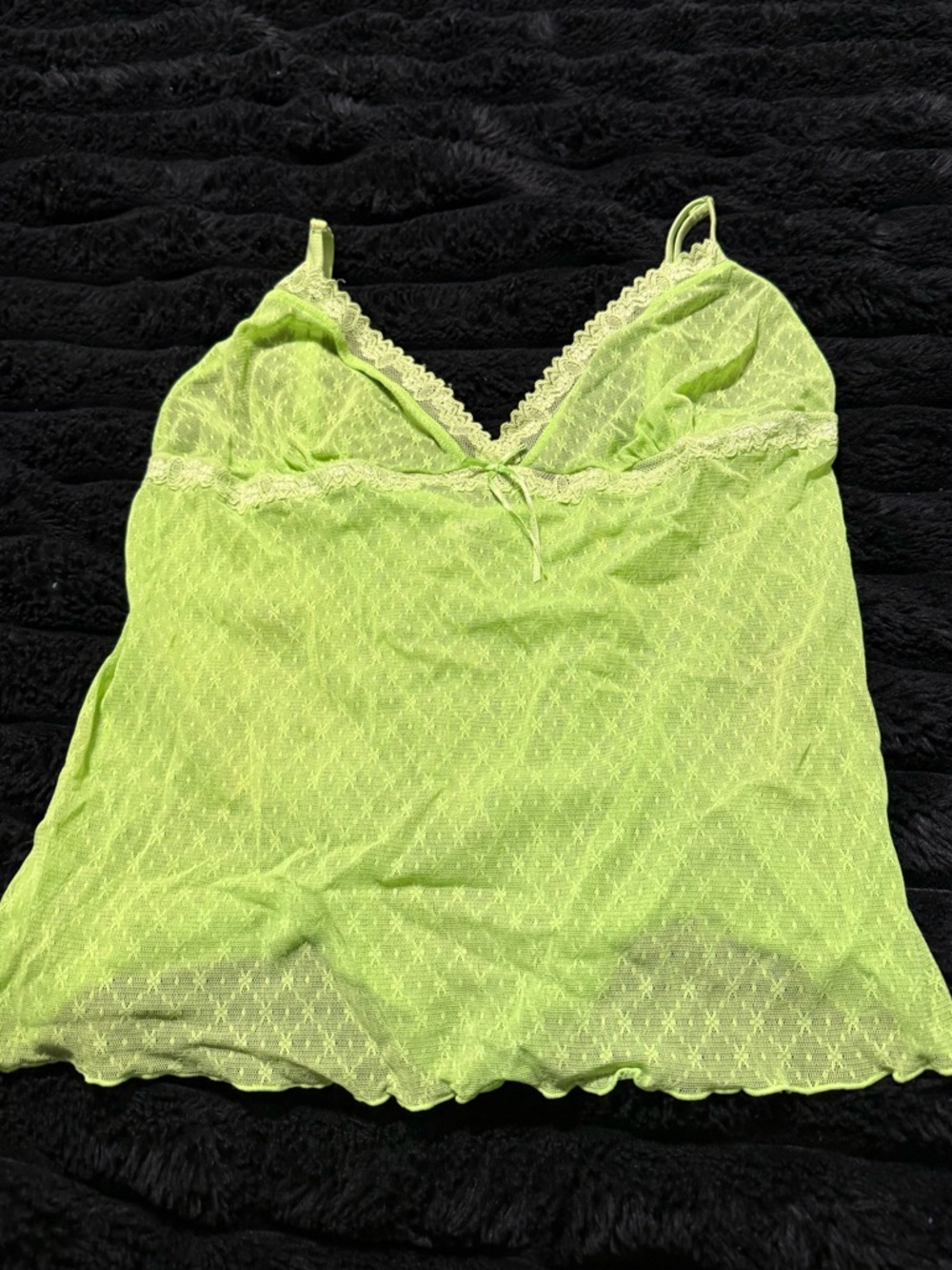 Lace-Trim Neon Green Camisole Tank Top